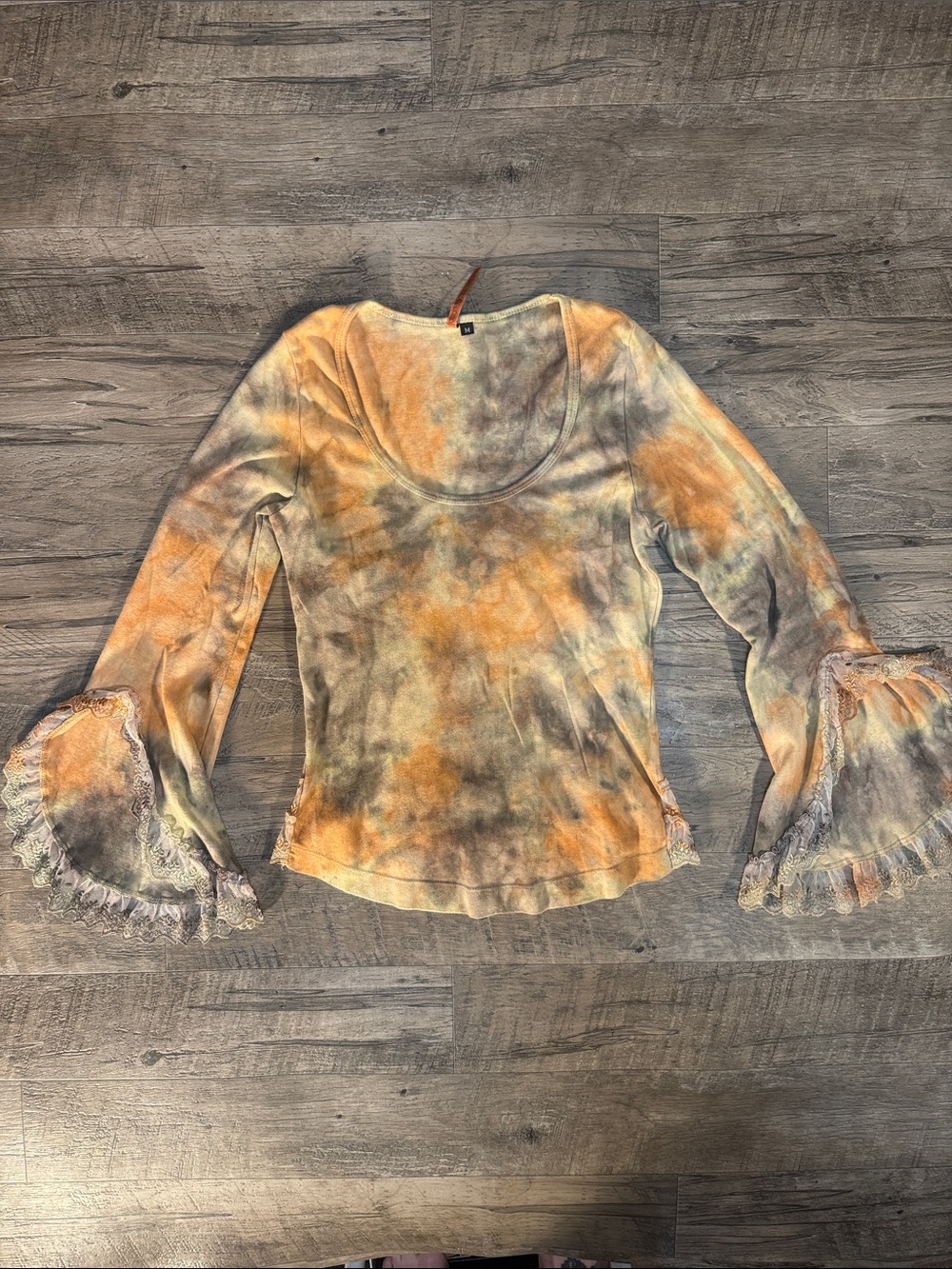 Language Los Angeles Boho Tie-Dye Bell Sleeve Long Sleeve Tee - Size M